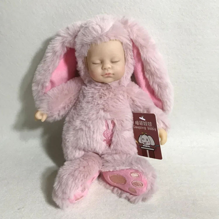 [ Funny ] 25cm Simulation dolls & Reborn baby doll Sleep placate fashion bunny rabbit baby doll plush toy soft kids child gift