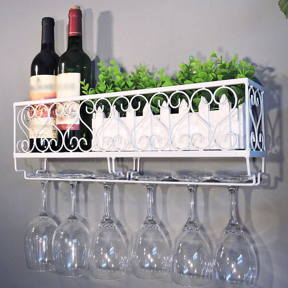 Wall Mount Wine Rack Bottle Glass Holder Shelves Bar Accessories Shelf +fittings