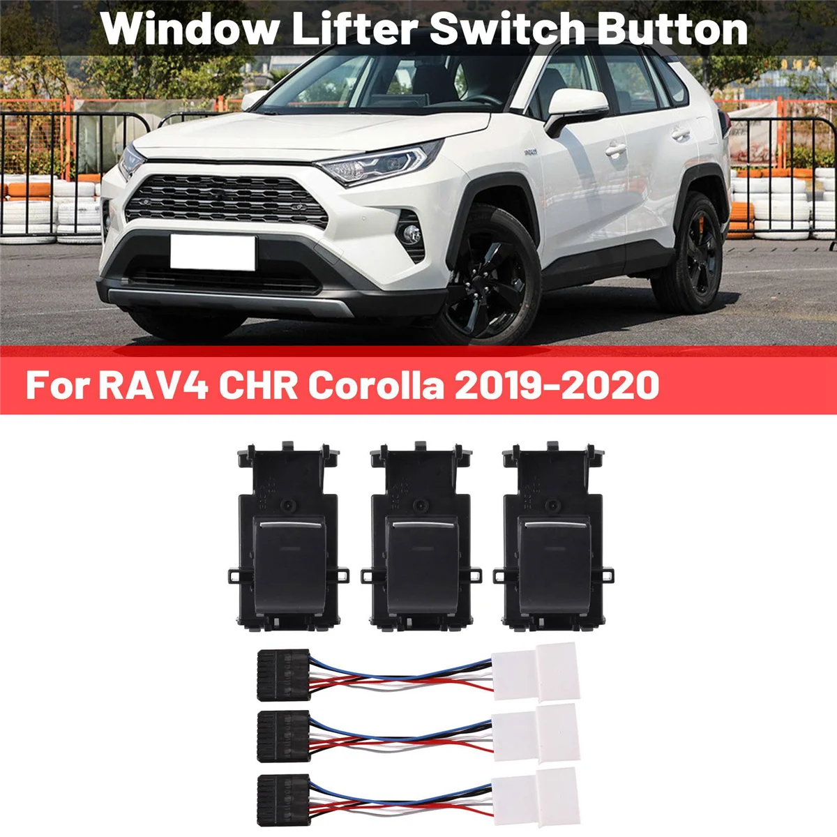 Botão interruptor do levantador de janela elétrica do carro led para toyota rav4 chr corolla 2018-2020 atualização de luz de fundo de condução esquerda