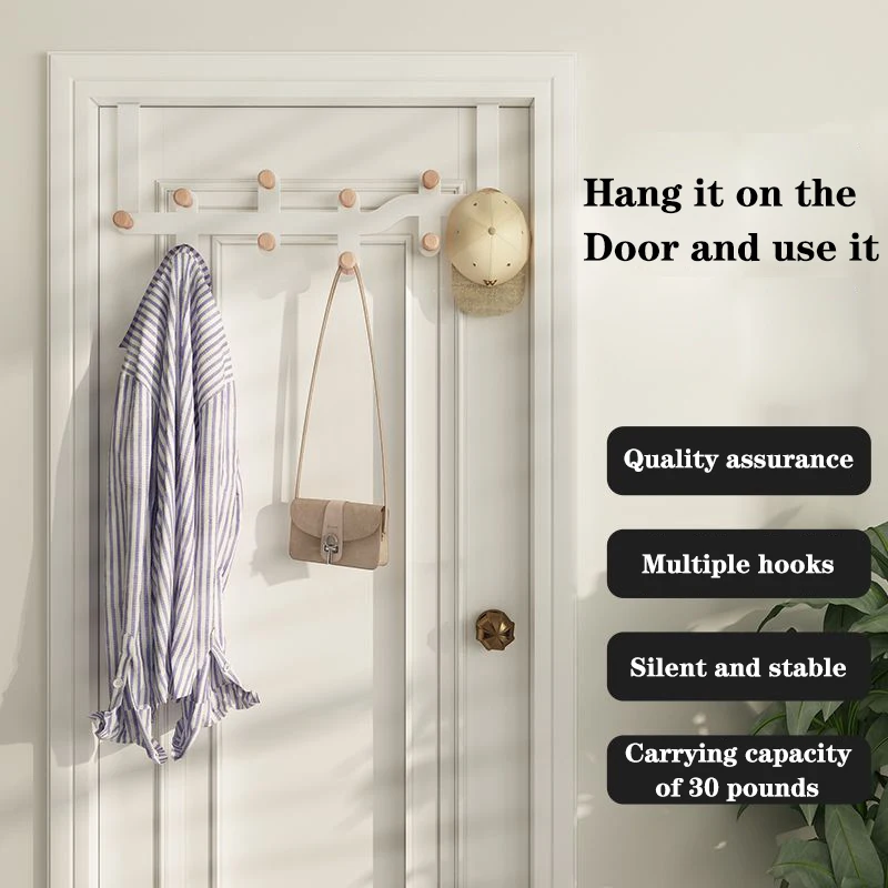 Wood Hooks Over The Door Home Bathroom Organizer Rack Clothes Coat Hat Hanger New Bathroom Kitchen Accessories Holder Door Hang