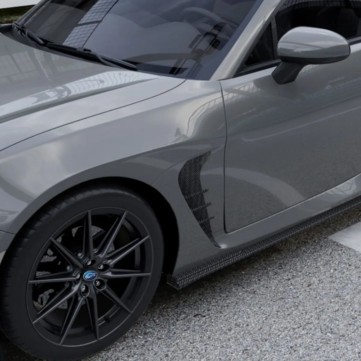 トヨタ GR86 スバル BRZ 2022+用 カーボンファイバー製 ユニバーサルカーサイドウイングエアフローインテークカバーサイドフェンダートリムスポイラー