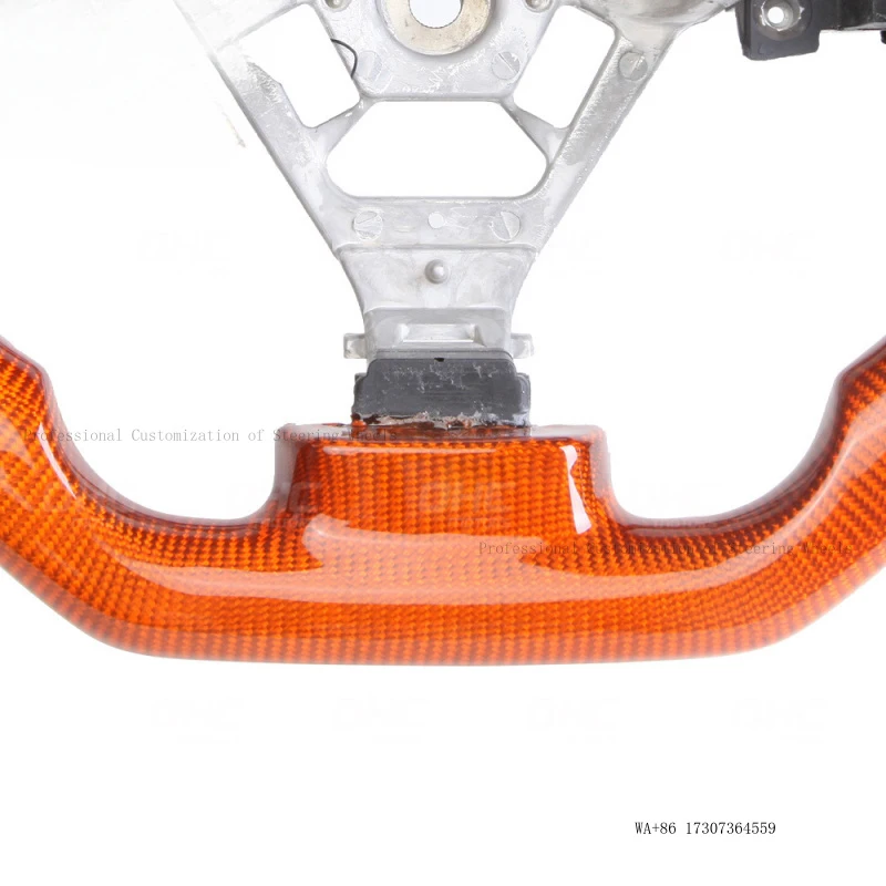 Suitable for Nissan 350Z perforated leather carbon fiber + LED steering wheel in orange, car modification steering wheel