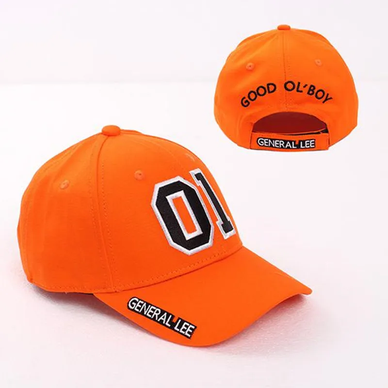 Good OL\' Boy Dukes Baseball Cap General Lee 01 Cosplay Hat Cotton Embroidered Orange Adjustable Unisex Hip Hop Snapback Caps