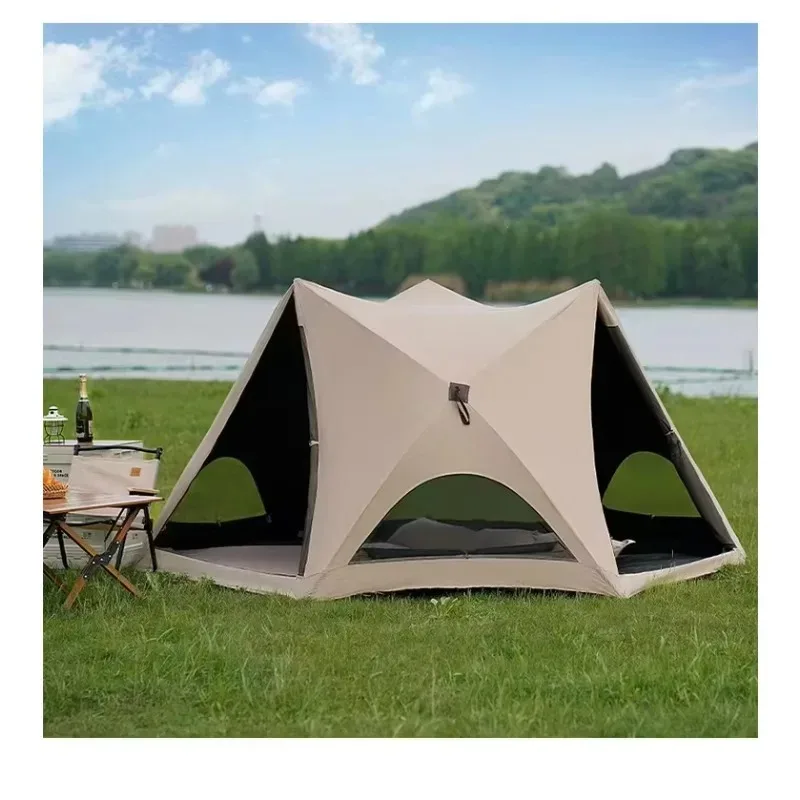 Portable Pop-Up Tent Oxford Quick-Open Rainproof Four-Season Complete Set Outdoor Camping Sunshade Tent Outdoor Portable
