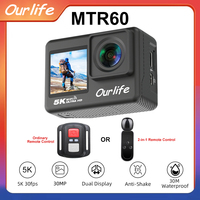 Ourlife MTR60 Pro 5K Action Camera 2 inch IPS Touch Screen 170° 30M Waterproof WiFi 5X Zoom Action Helmet Sports Camera With EIS