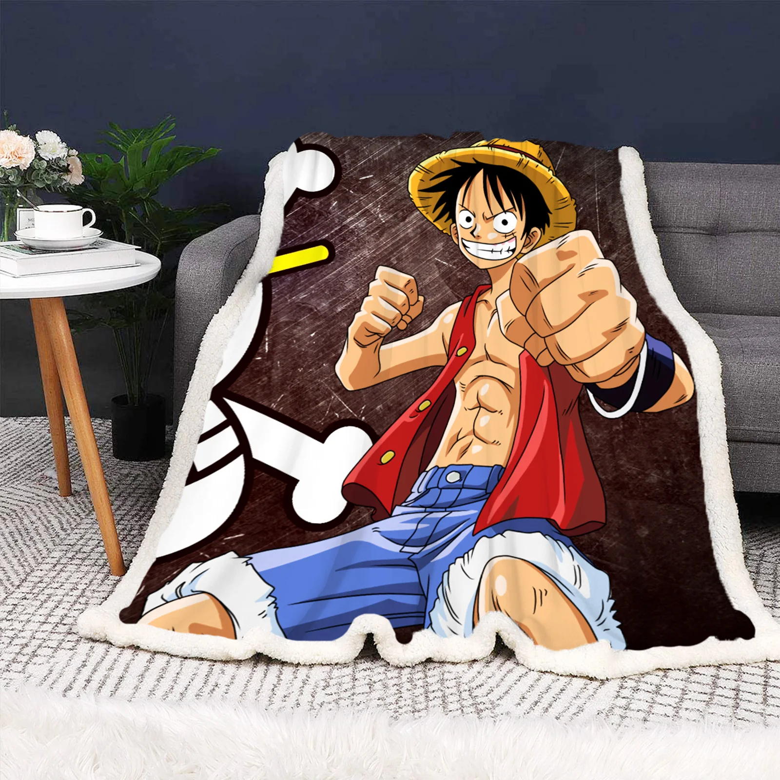 Comics, One Piece Anime Blanket Microfiber Fabric Plush Blankets And Throws Fleece Furry Suitable For Children Adults