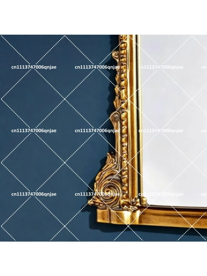 French Retro Tri-fold Mirror European Carved Vanity Bedroom Desktop Home Folding Three-sided Mirror