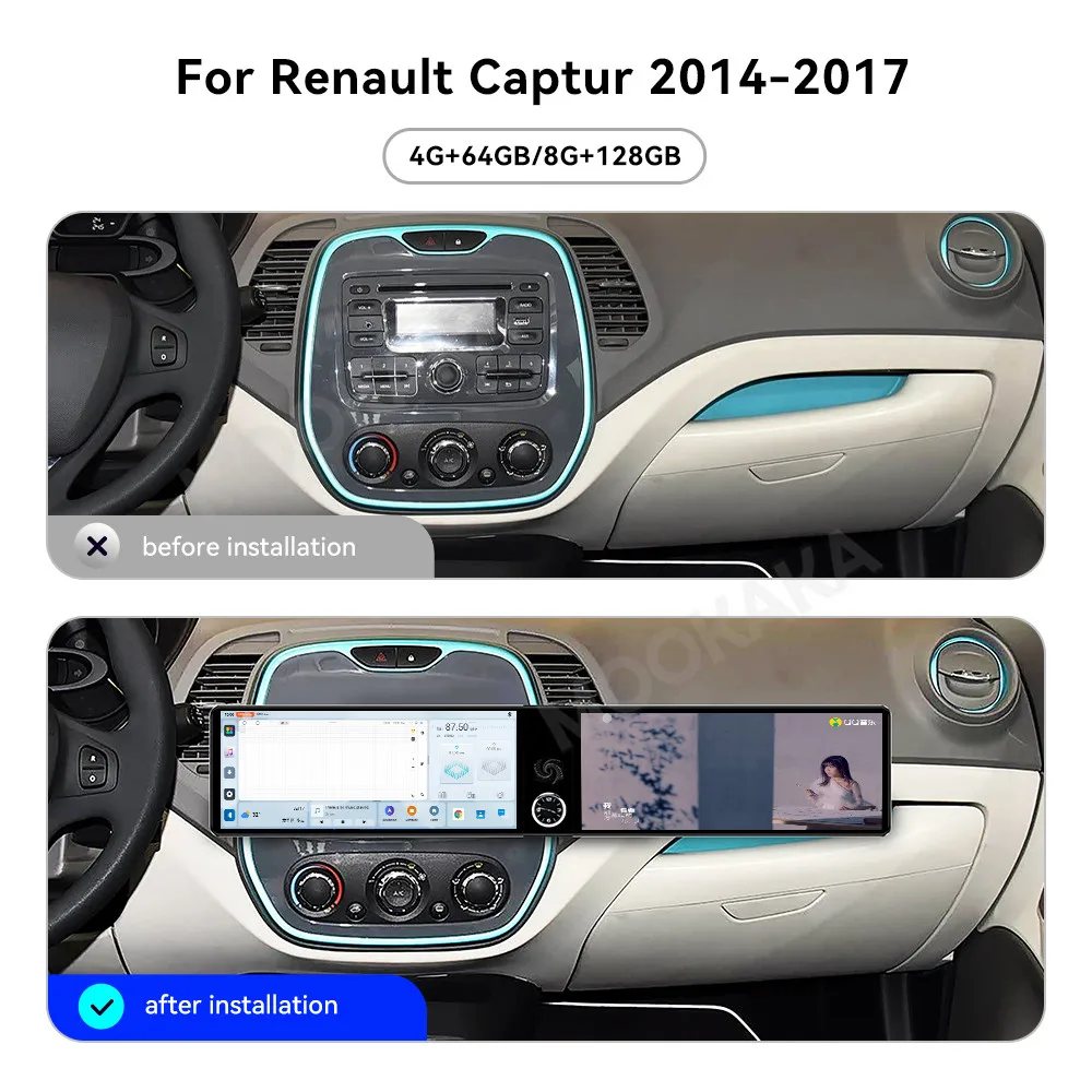 For Renault Captur 2014–2017 Android Car Radio Multimedia Video Wireless Carplay Autoradio Stereo GPS Navigation Head Unit