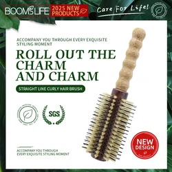 Cork Handle Boar Bristle Hair Brush Personalized Women Curling Barrel Styling Comb Anti-Static Wood Round HairBrush