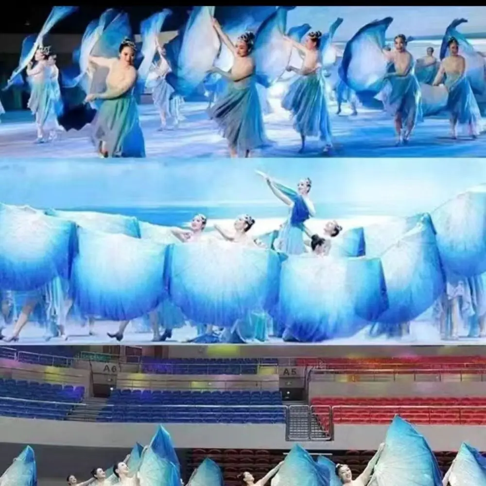 31 سنتيمتر الخيزران الصينية قصيرة الرقص الشرقي مروحة 20 سنتيمتر نصف دائرة الحرير الحجاب متعدد الألوان أزواج يانغكو الرقص الخيزران المشجعين راقصة الممارسة #1