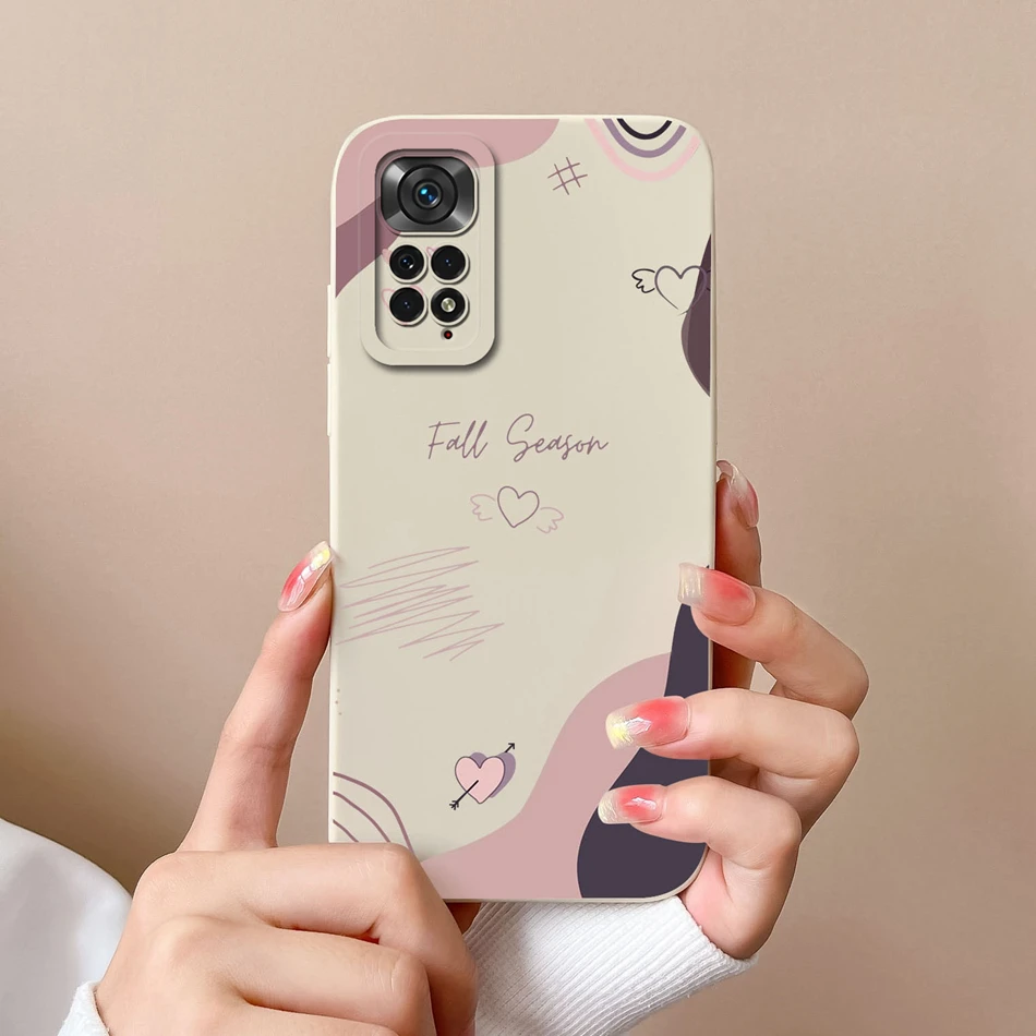 For Redmi Note 11S 4G 5G Phone Case Love Heart Liquid Silicone Camera Protection Back Cover For Xiaomi Redmi Note11S 11 S Funda