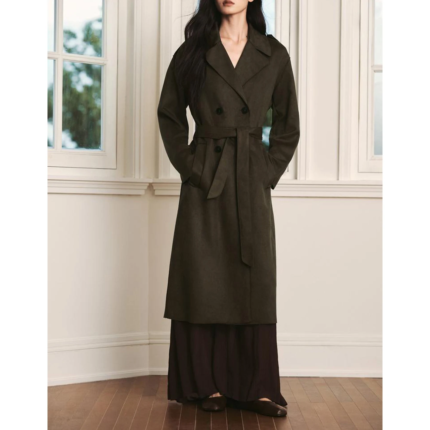 

Fall New Arrival Women's mat Sle Long Sve Faux Leather Effect Coat Long Length Windbreaker Outerwear 4968230