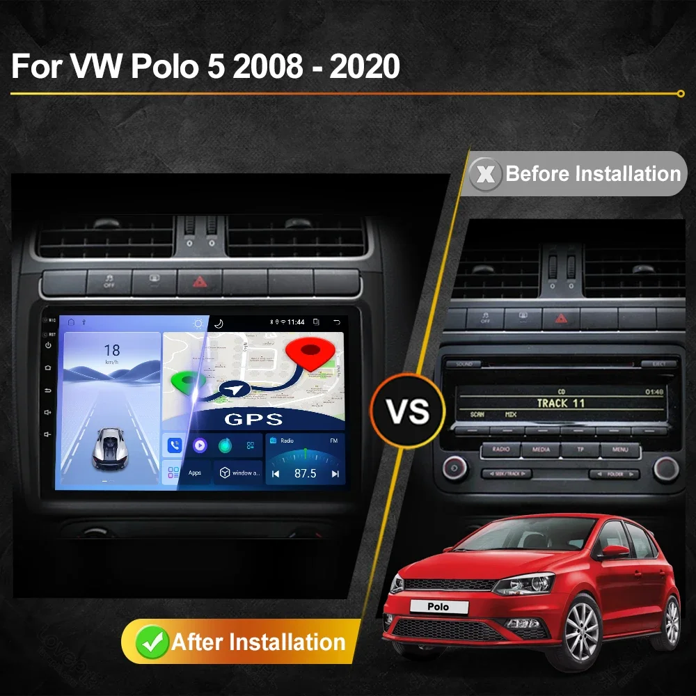 For Volkswagen VW Polo 5 Sedan 2008-2020 Car Radio Android Automotive Multimedia Player Navigation GPS Carplay Screen Auto WIFI