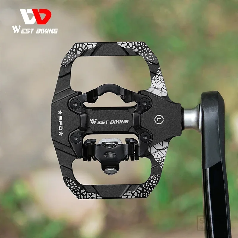 

WEST BIKING Bicycle Lock Pedal 2 In 1 With Free Cleat For SPD System MTB Road Bike Pedals Anti-slip Bearing Cycling Accessories