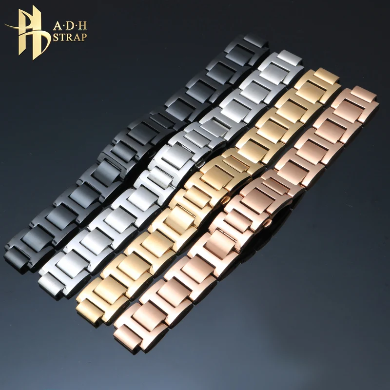 For Ballon Bleu De CartierW69010Z4 W69012Z4 W69016Z4 Refined Steel Watchband Solid Metal Strap Raised Steel Band Watch Chain