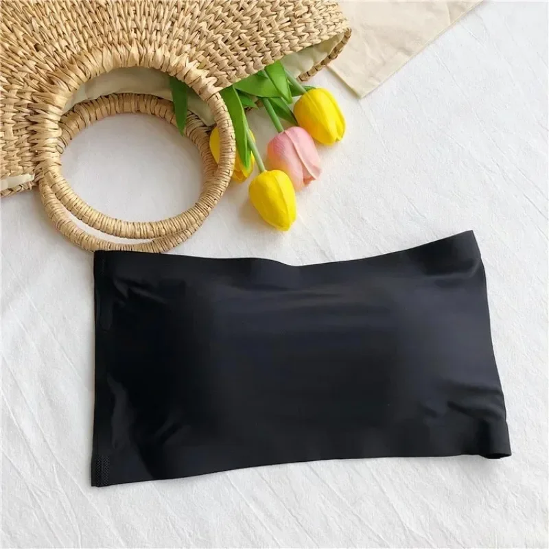 Sem costura tubo de uma peça topos feminino almofadas removíveis íntimos básico preto/branco/pele das mulheres sutiã sem alças bandeau lingerie sexy