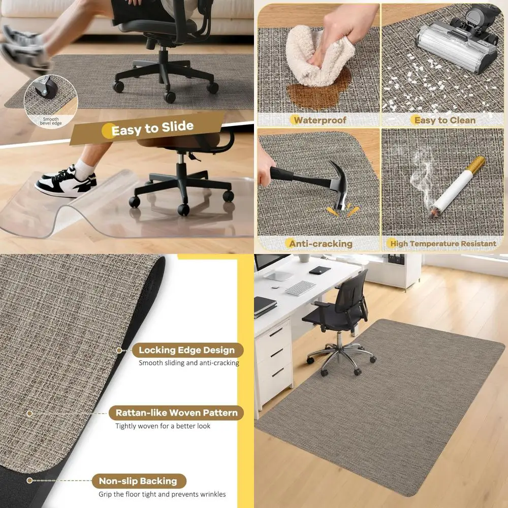 

Extra Large 48x60 Inch Hardwood Floor Mat for Office Chairs, Heavy-Duty Anti-Slip Protector, Brown
