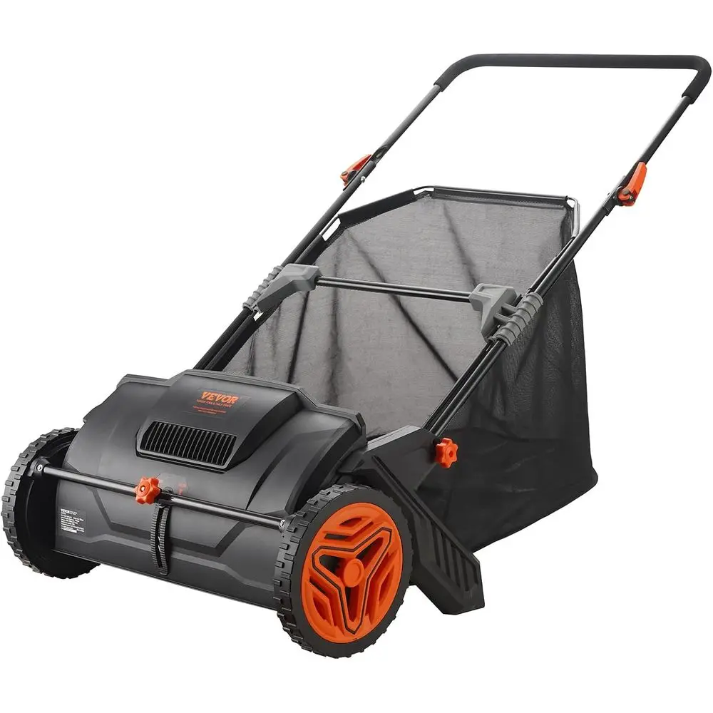 

Heavy-Duty 21 Lawn Sweeper with Large 3.5 Cubic Foot Steel Mesh Bag and Dual Spinning Brushes