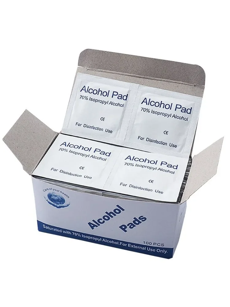 100 Stuks Draagbare Alcohol Prep Pads Desinfectiemiddel Wattenstaafjes Doekjes Cleaner 70% Alcohol Inhoud Geschikt Voor Mobiele Telefoon Schoonmaken - afbeelding 2