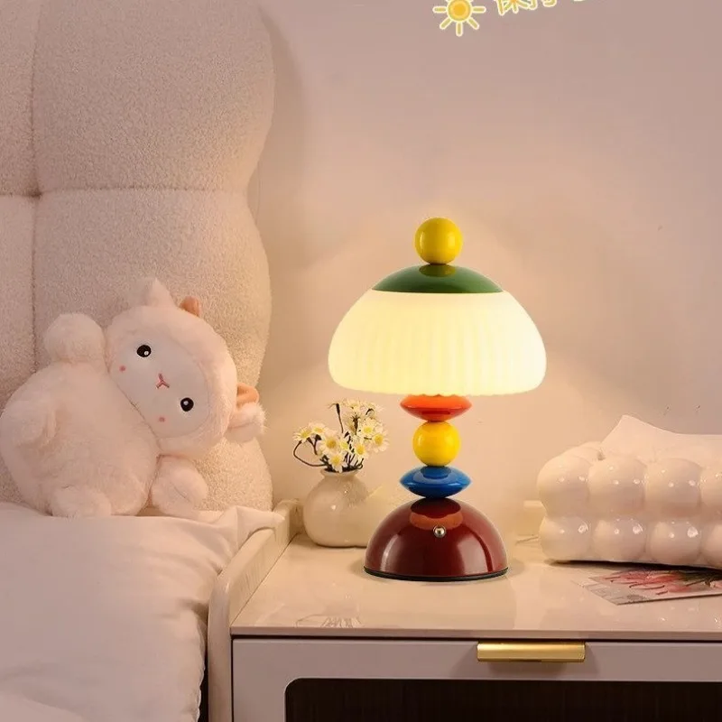 Minimalist cream wind bedside small table lamp warm bedroom wall lamp creative star children's room eye protection bedside lamp