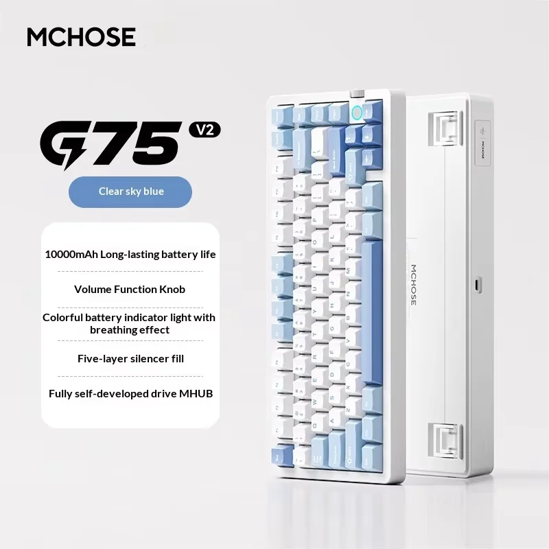 MCHOSE G75 V2 メカニカルキーボード Windows macOS対応 10000mAh RGB