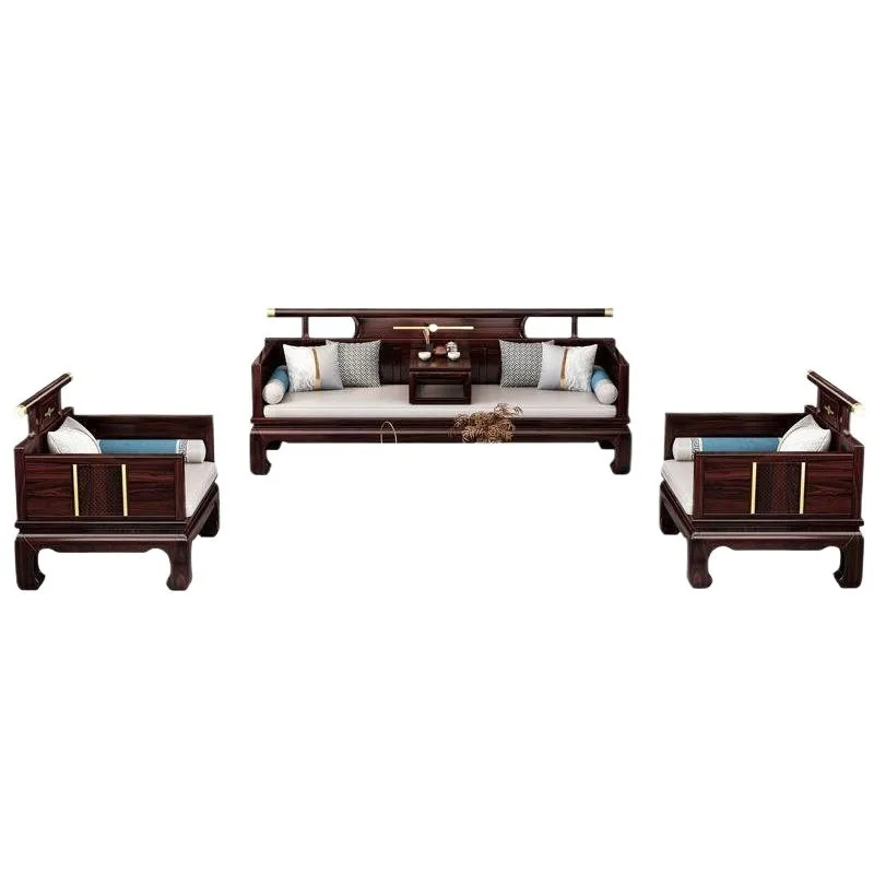 New Chinese ebony solid wood sofa combination living room modern simple winter and summer light luxury high-end wooden furniture