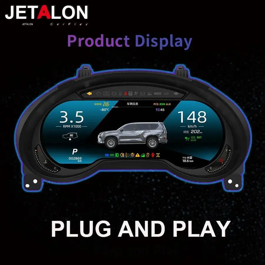 Upgrade 12.3inch Full LCD Instrument Panel For Lexus GX400 GX460 2010 -2019 Cluster Speedometer Dashboard Virtual Cockpit Linux