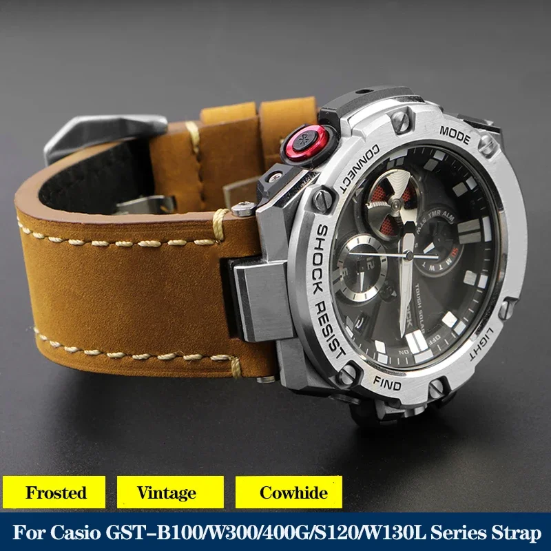 ل G-SHOCK كاسيو GST-B100/W300/400G/S120/W130L تعديل متجمد خمر الجلود حزام الساعات حزام ساعة اليد مع أدوات الملحقات #2