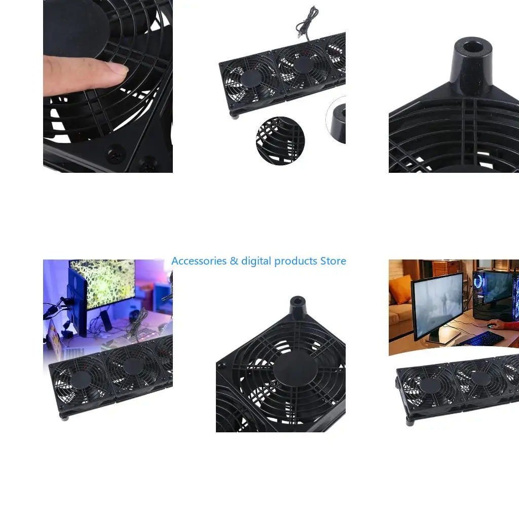 77JD 120mm 5V USB Powered Router Three Cooling Fan for Router Modem Receiver