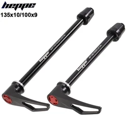 HEPPE MTB Road Bike Thru Axle 135x10 100x9 Front Rear Wheel Hub Thru Axle Bike Hub Shaft Skewers M10 M9 Axis w/ Quick Release