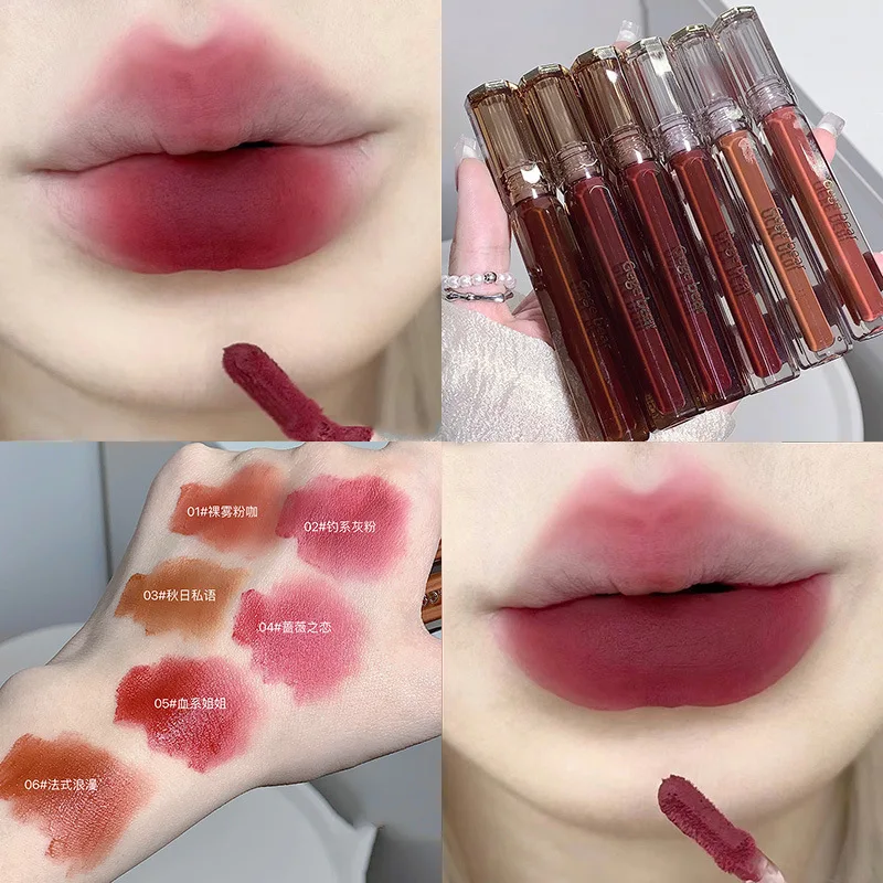 Gege Bear Feather Fog Velvet Lip Stain Downy Fog Matte Student Affordable Velvet Matte Domestic Makeup Lipstick Wholesale Makeup