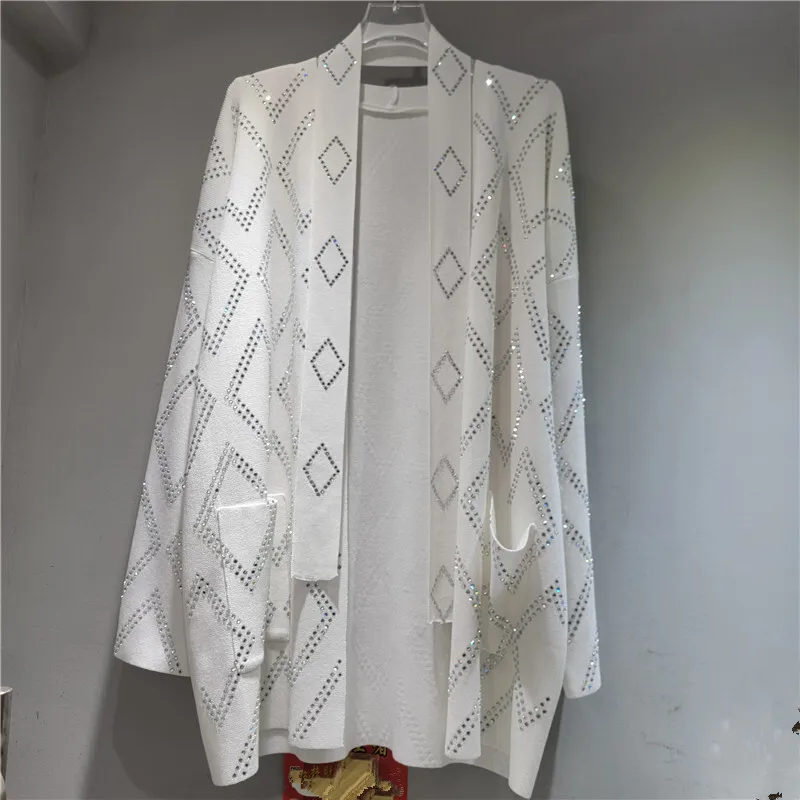 HKSH Autunno Nuove Donne di Modo Del Stile Pigro Maglione Cardigan Casual Alla Moda Borchiato Diamanti Tendenza Modello Argyle Top Giacca HK10037