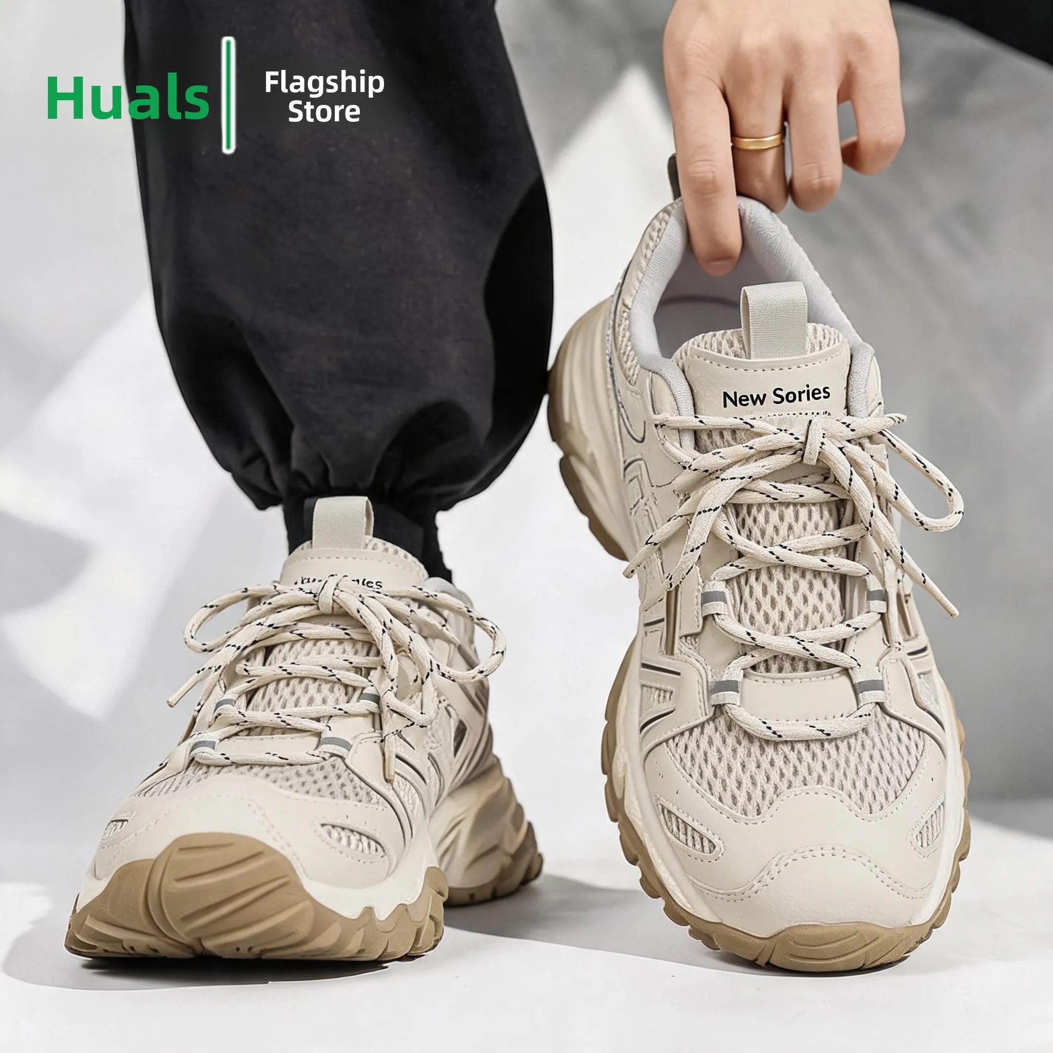 Men's Breathable Sports Shoes Summer Outdoor Hiking Mountaineering Fashion Casual Low Cut Glueing Rubber Bottom round Toe