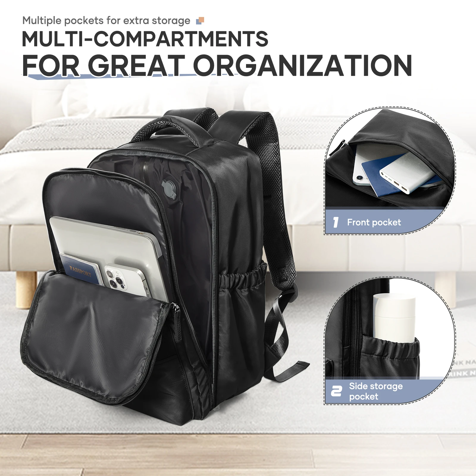 حقيبة ظهر مضغوطة بالفراغ، حقيبة ظهر للسفر مصنوعة من Ryanair مقاس 40 × 30 × 20، حقيبة ظهر متينة للأعمال على طيران، حقيبة تخزين