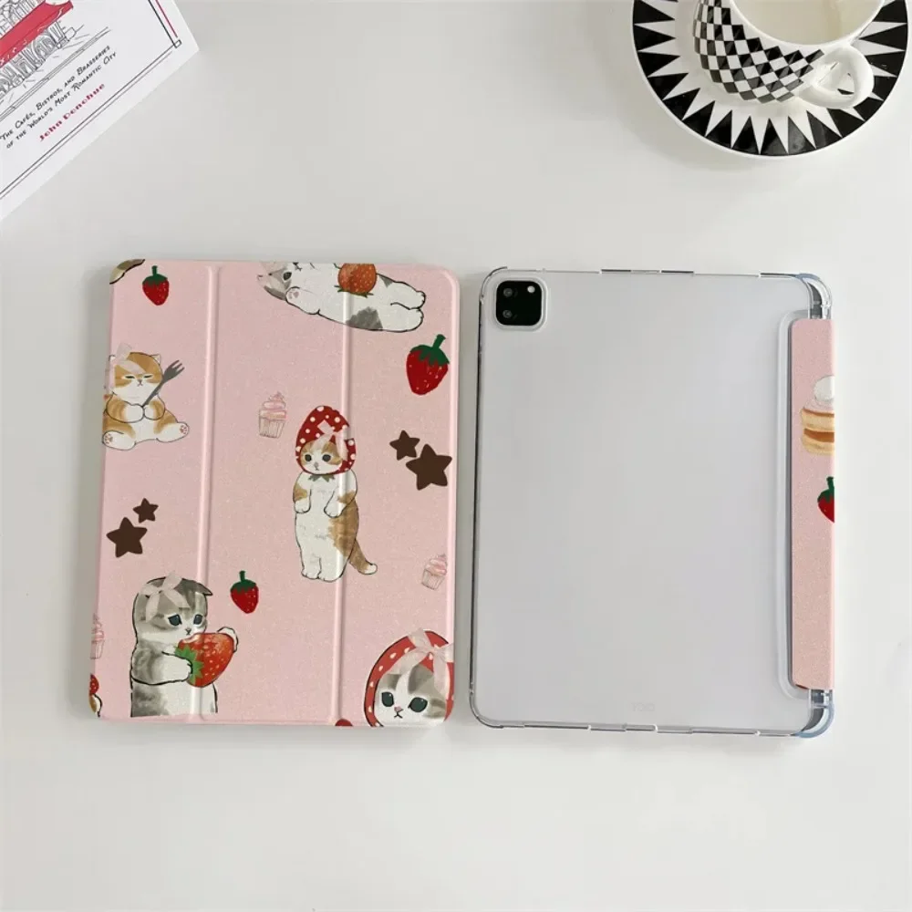 

Cute Pink Kitten With Pen Slot For iPhone iPad Mini 4 5 6 7 iPad 5 6 7 8 9 10 Air 1 2 3 4 5 6 7 M2 M3 A16 Pro M4 M5 Cover Ins