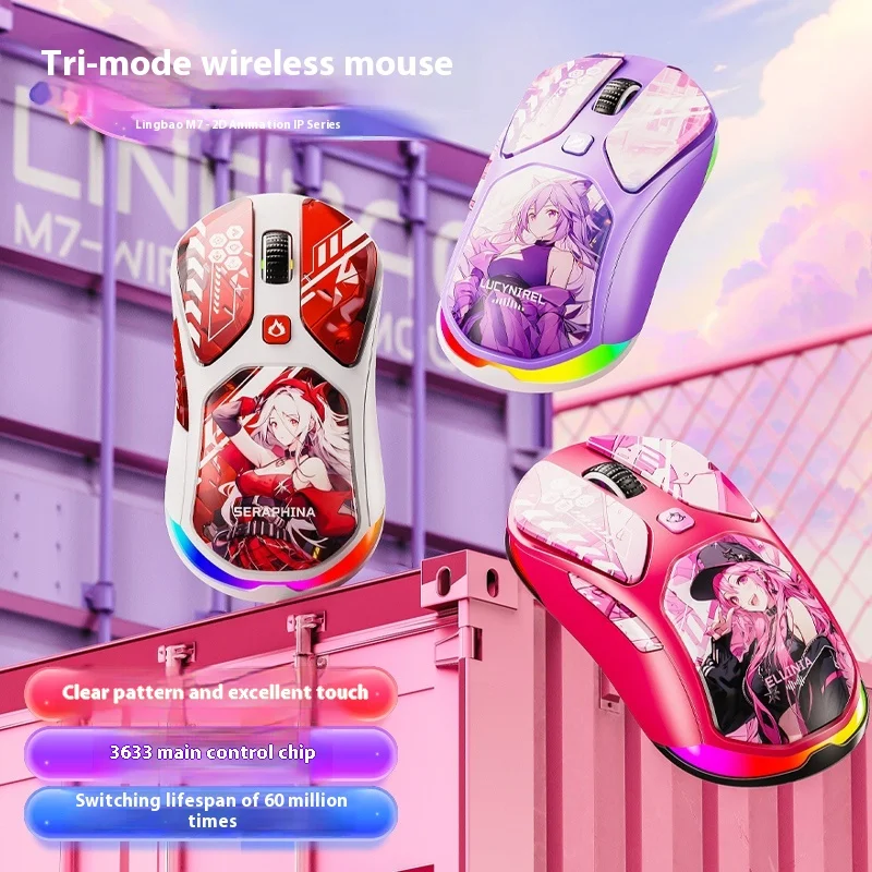 

Lingbao M7 the third mock examination wireless mouse sublimates IP theme E-sports game wired Bluetooth 2.4g computer office