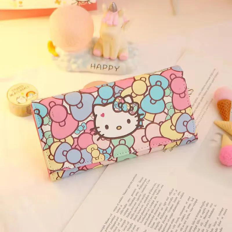 Hello Kitty Cartoon Girl Wallet Women's Portable Storage Handbag Cute Zipper Card Bag Long Phone Bag Student Exquisite Gift