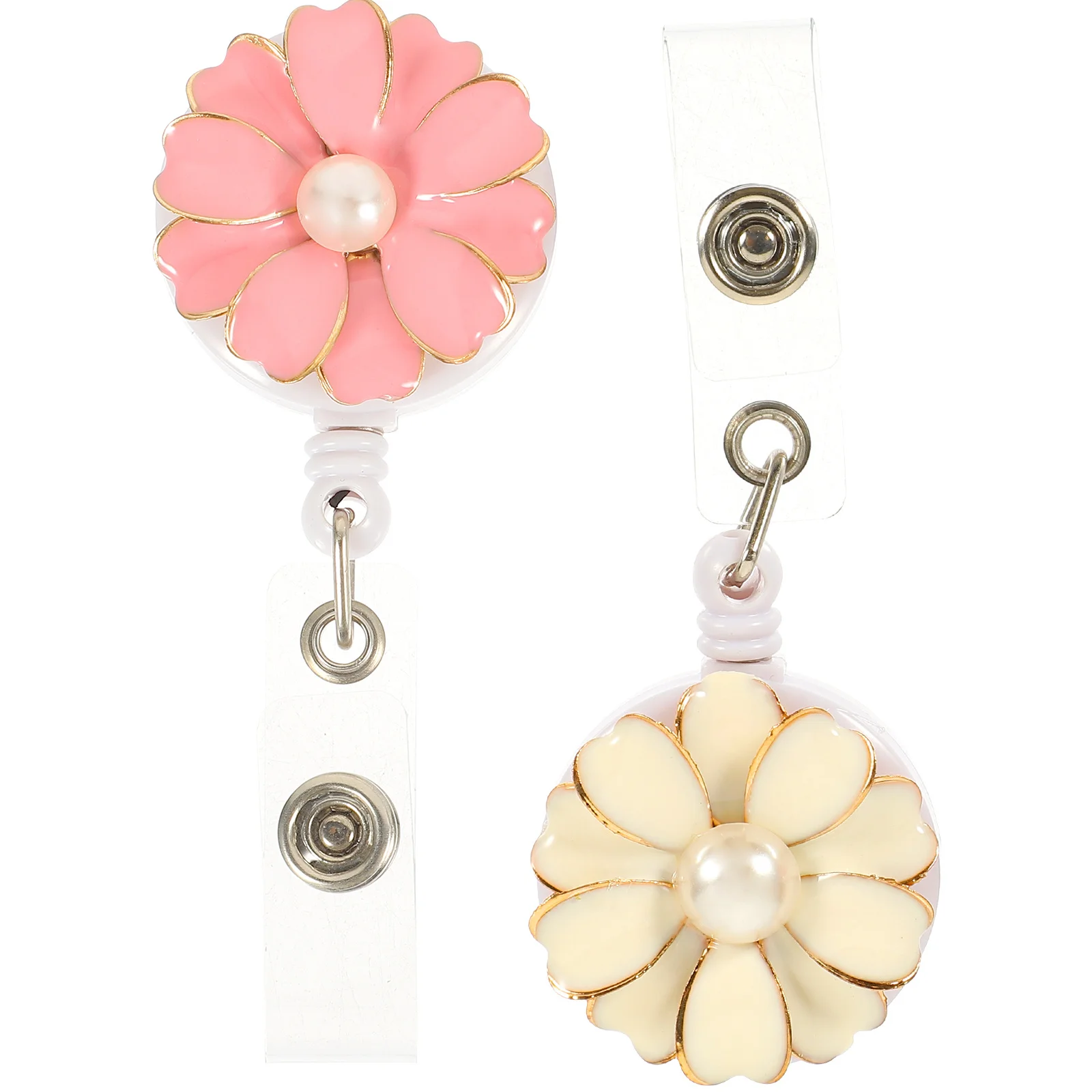 

2Pcs Badge Clip Retractable Name Tag Reel Strong Material Easy Pull Mechanism Employee Id Card Clip Convenient Badge Holder