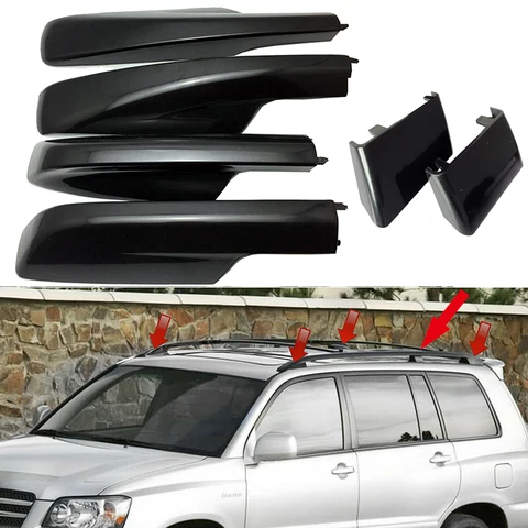 Для Toyota Highlander 2001-2007: Черные накладки на центральные рейлинги крыши (6 шт.), сменные аксессуары для стайлинга автомобиля