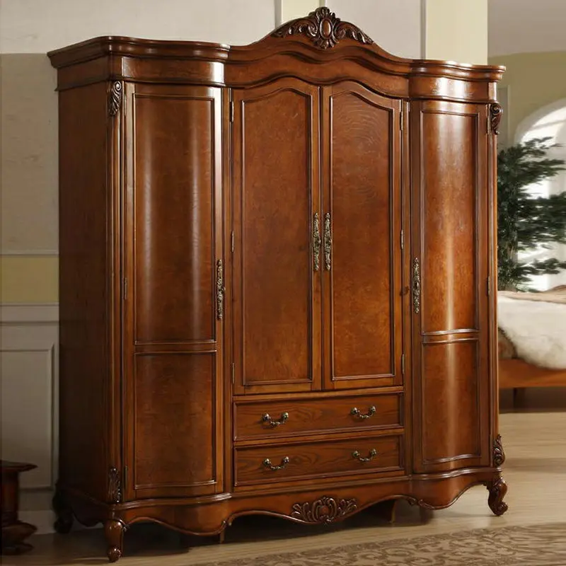Luxury Designs Wardrobe Vintage Square Brown Home Storage Bedroom Wardrobe Room Drawers Wooden Mueble Organizador Furniture