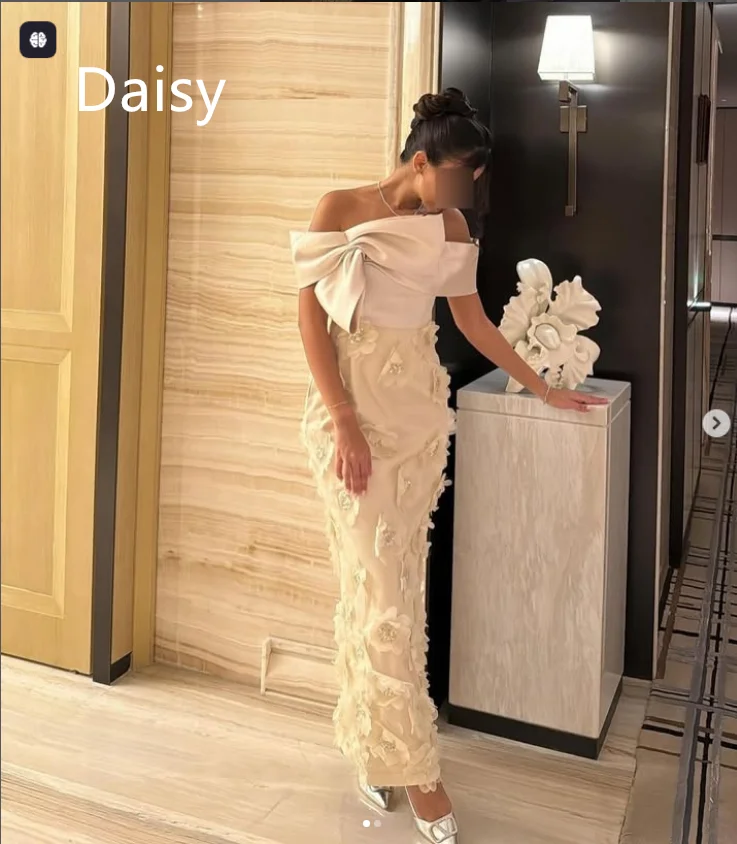 Flower Evening Dress Long Sleeves Off Shoulder Prom Dresses Sharon Dress For Special Events 2025 Saudi Arabia Formal customized