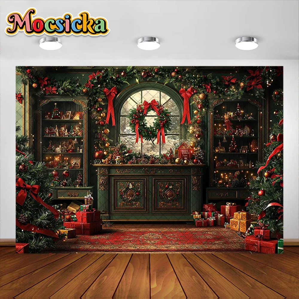 Mocsicka Photography Background Christmas Room Window Gift Holiday Decoration Adult Kids Portrait Photo Backdrops Sstudio Props