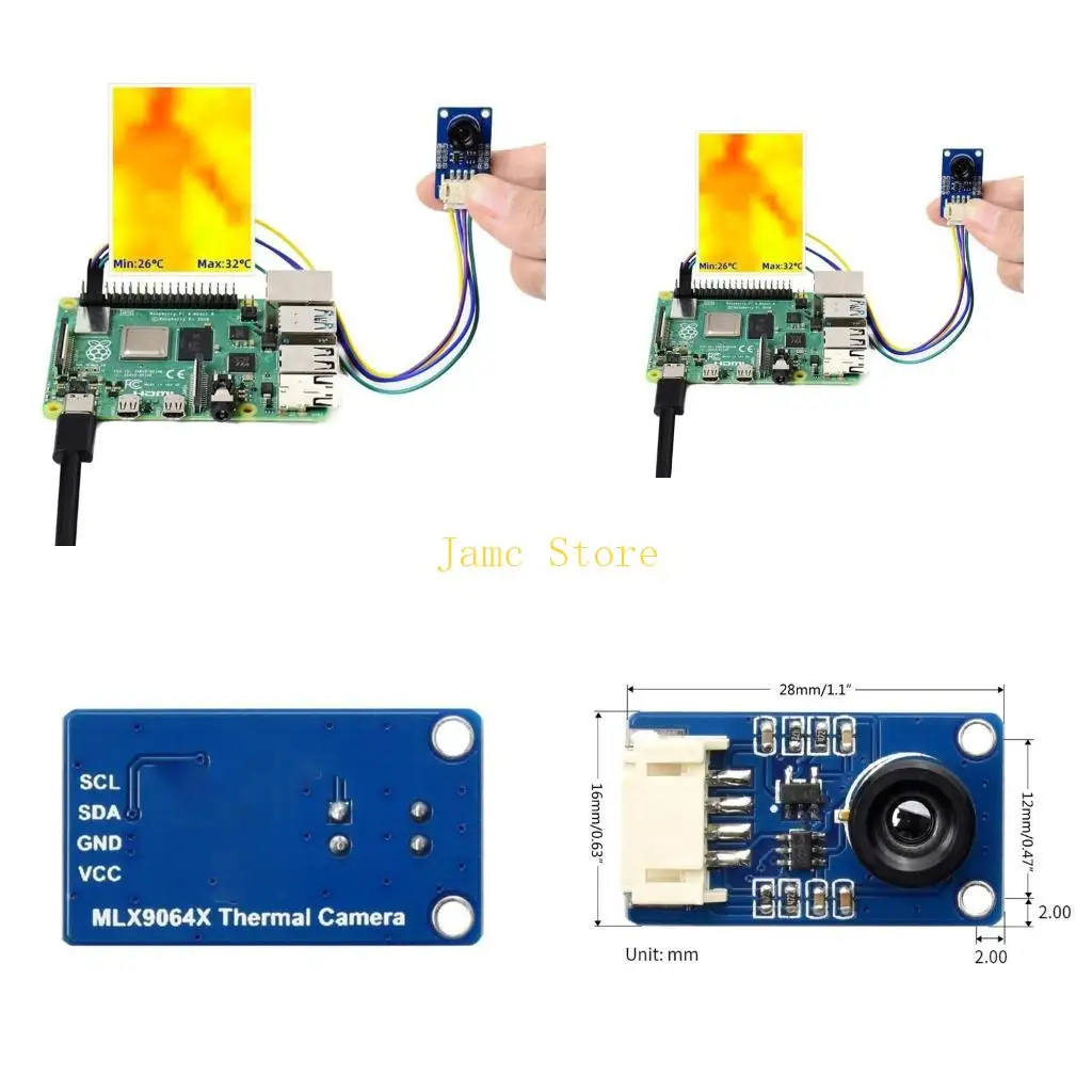 

LX0B Модуль тепловизионной камеры с массивом для RPi Высокоточный бесконтактный модуль камеры для обнаружения температуры