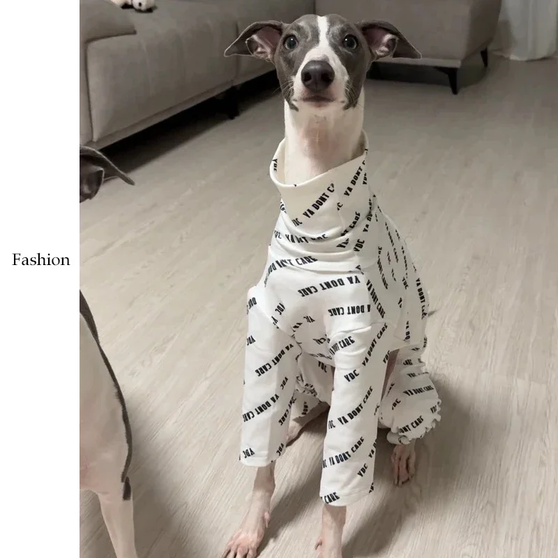 

Four-Legged High Collar Printing Stitching Cotton Dog Clothes Italian Greyhound Long Sleeve Whippet Dog Clothes in Autumn Winter