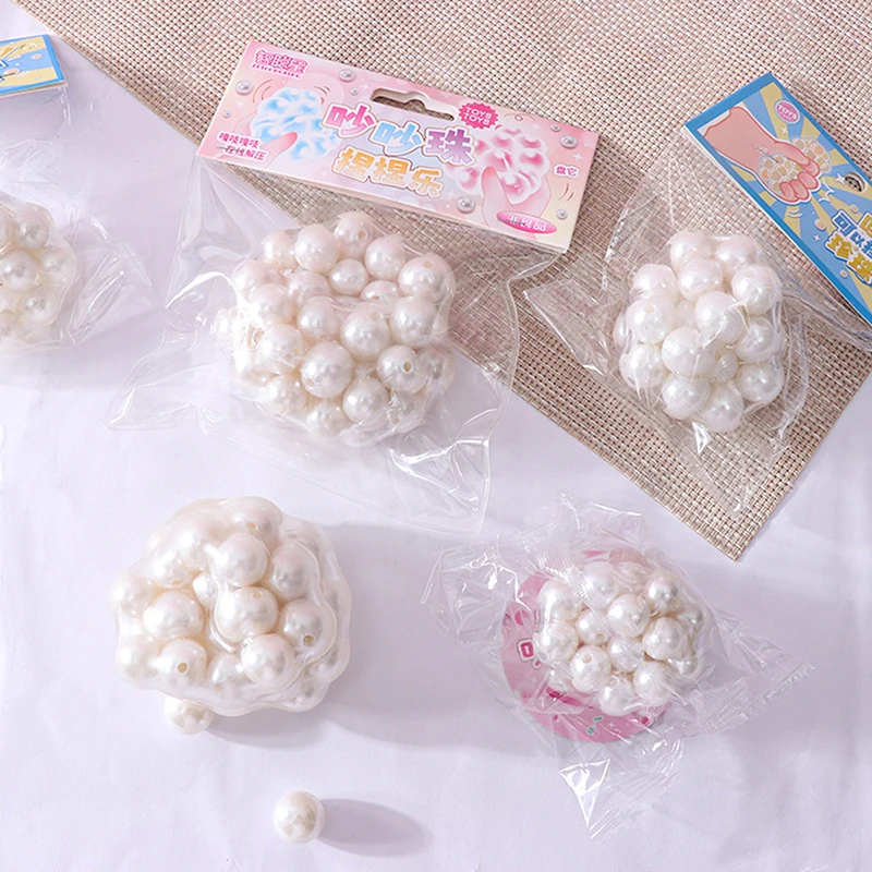 Stress Relief Squeeze Pearl Balls Stress Ball Fidget Toy Glazed Beads Vent Ball Pearl Balls Party Kids Fidgeting Girl Baby Toy