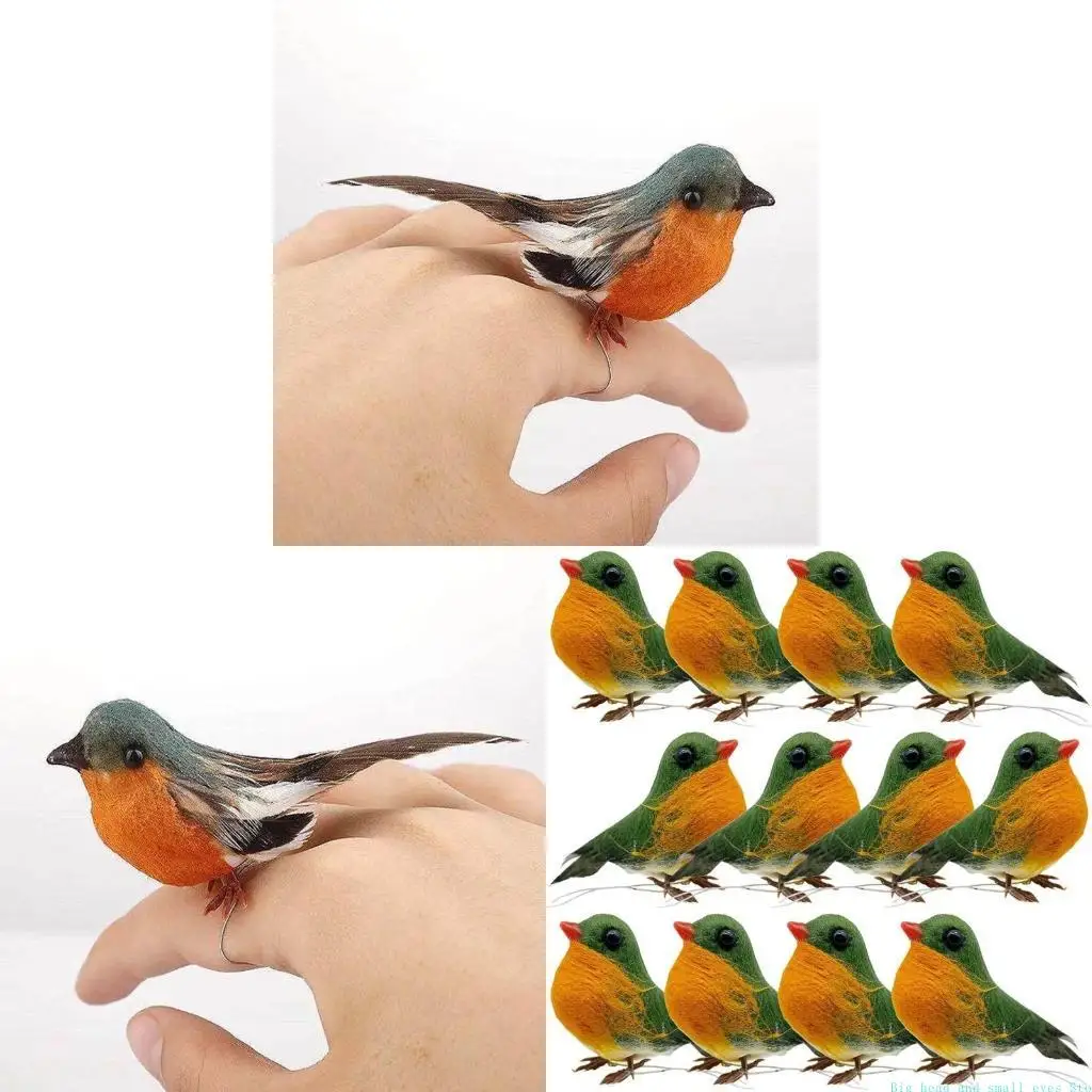 581C Robin Bird Ornaments 12pcs Artificial Christmas Tree Decoration Crafts