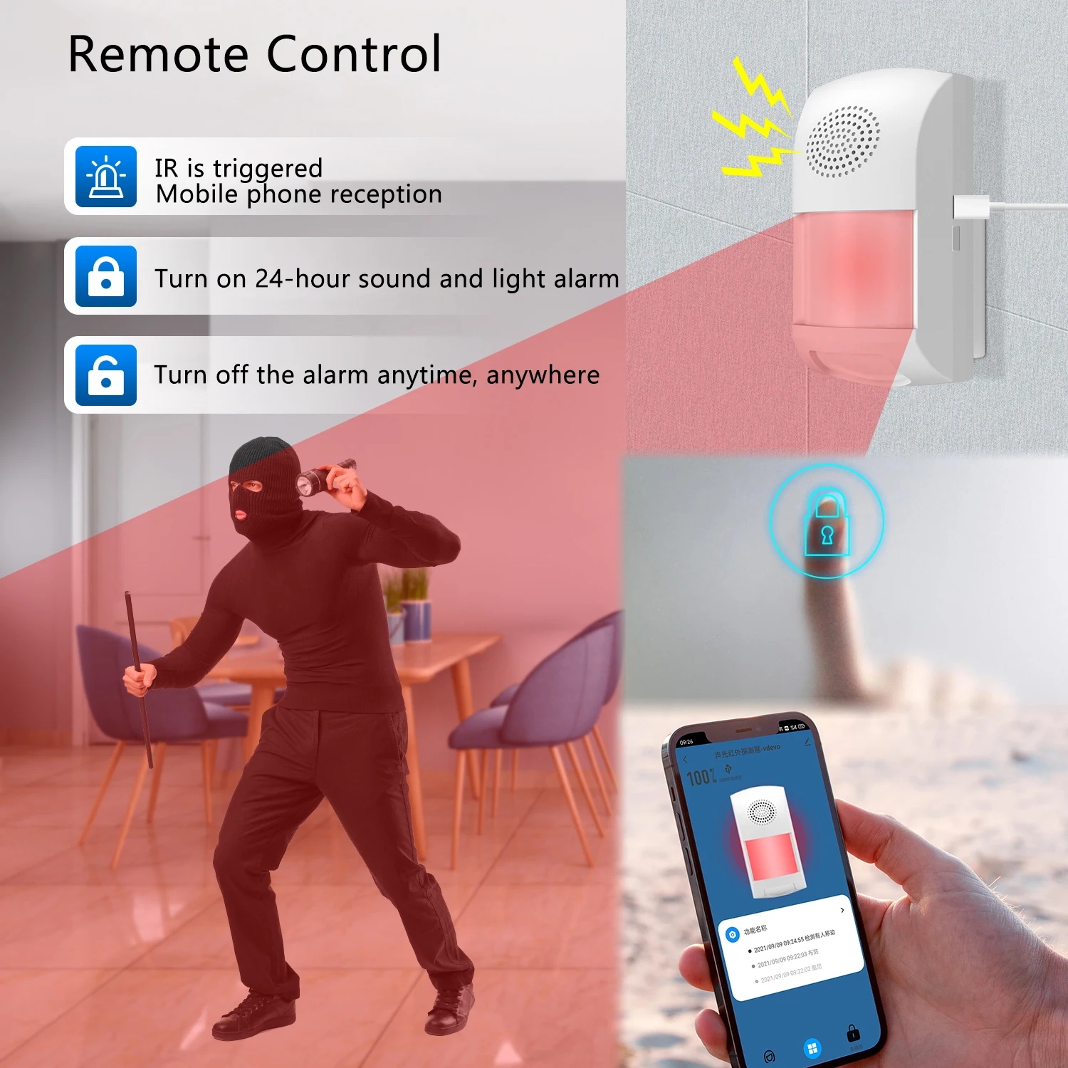 Tuya-Home لص نظام إنذار ، استشعار الحركة ، الأشعة تحت الحمراء ، PIR ، وجود كاشف ، التطبيق الحياة الذكية ، التحكم عن بعد ، توقيت ، واي فاي