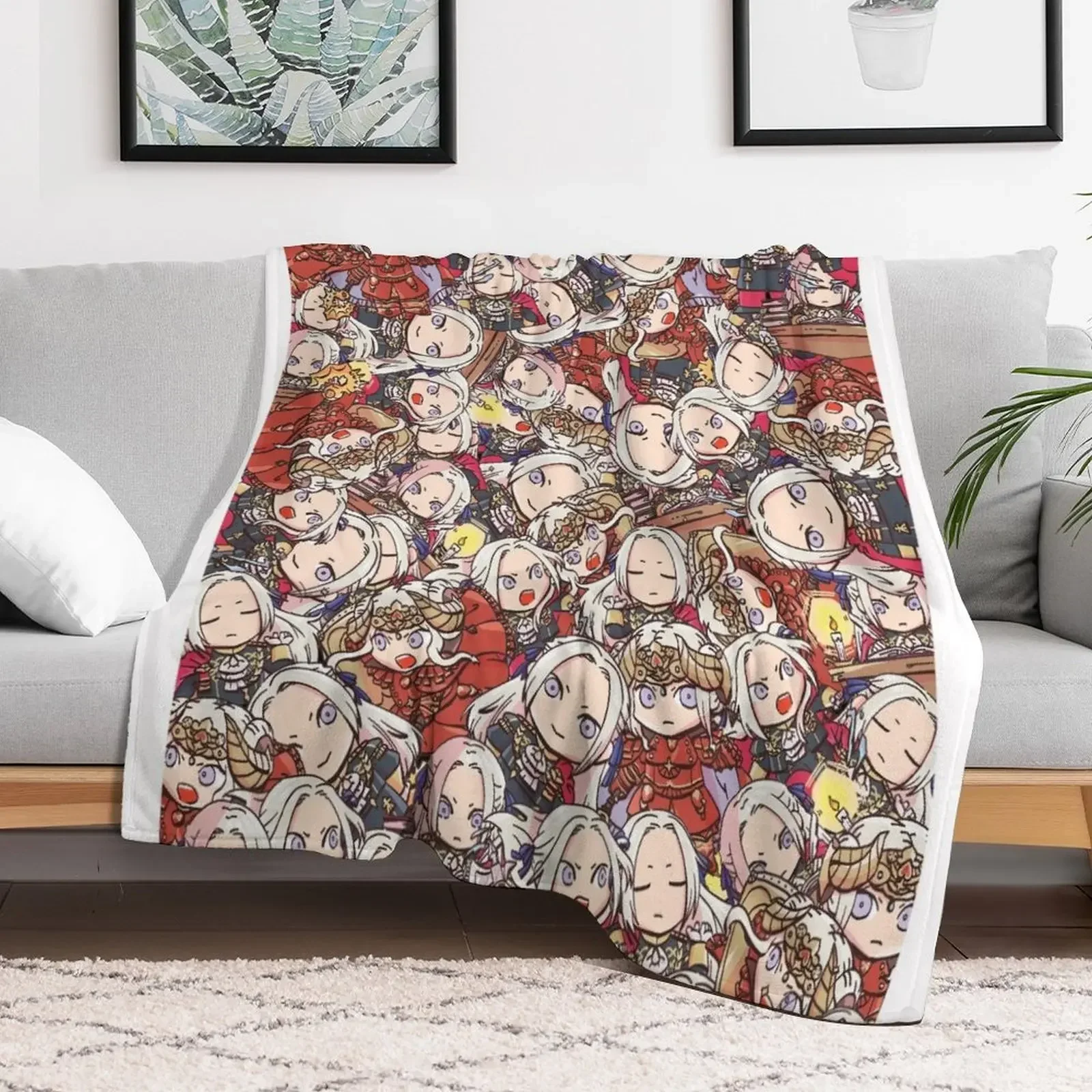 Fire Emblem Three Houses: Chibi Edelgard Collage Throw Blanket Thermal Decorative Throw Blankets