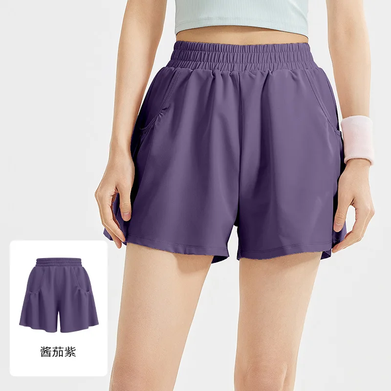 Shorts for Women Fitness Elastic Summer Running Workout Short Fold Pocket Hip Lift Cool Breathable Quick-Drying Outdoor Shorts