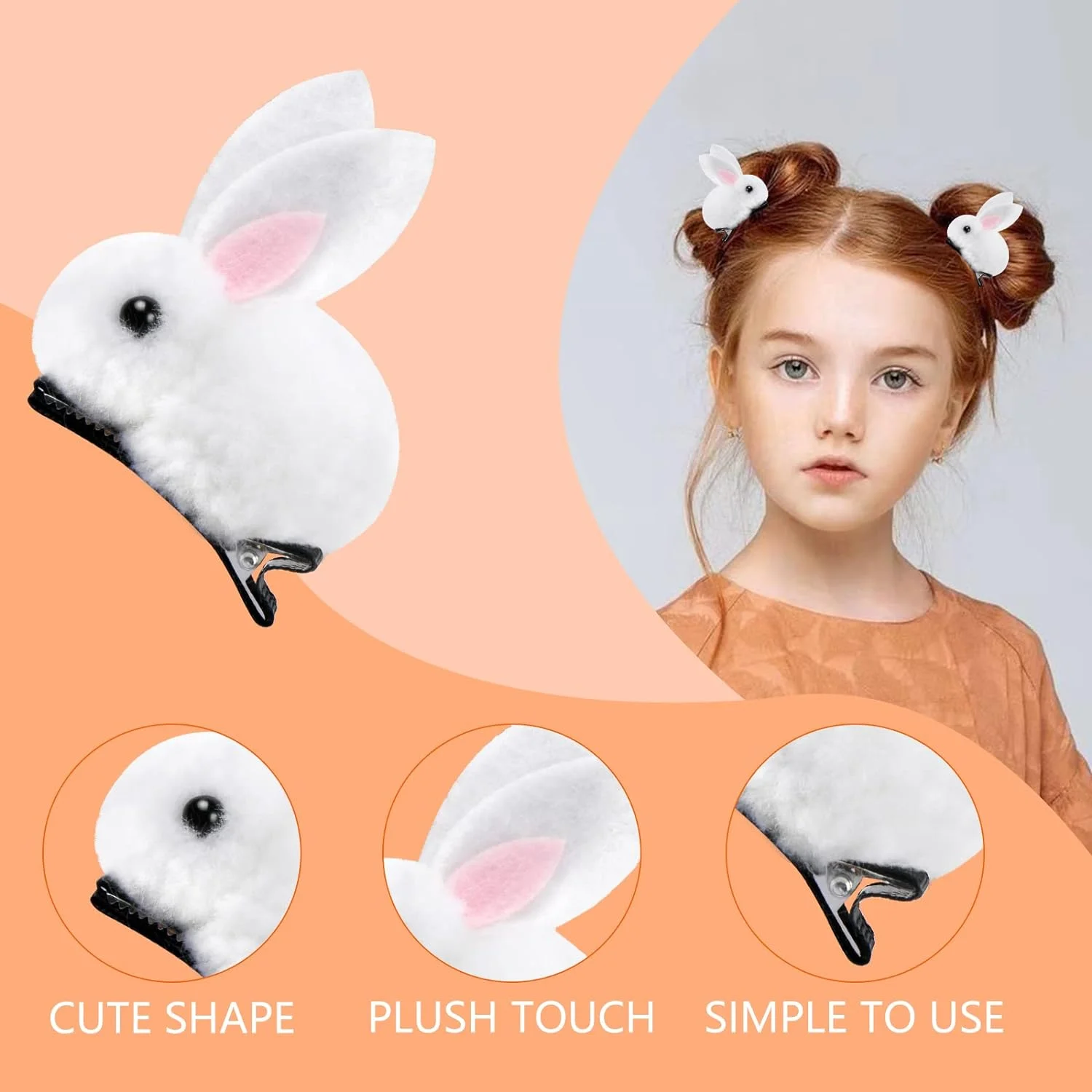 Baby Cute Plush Rabbit Hair Clips Cartton  Stuffed Bunny Side Barrettes Duckbill Clip for Children Girls Lovely Hair Accessories